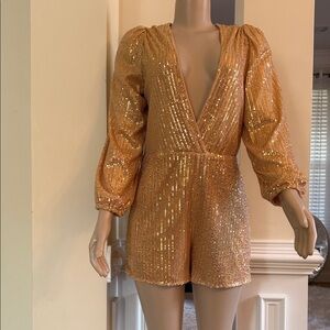 Elegant Gold Sequin Romper